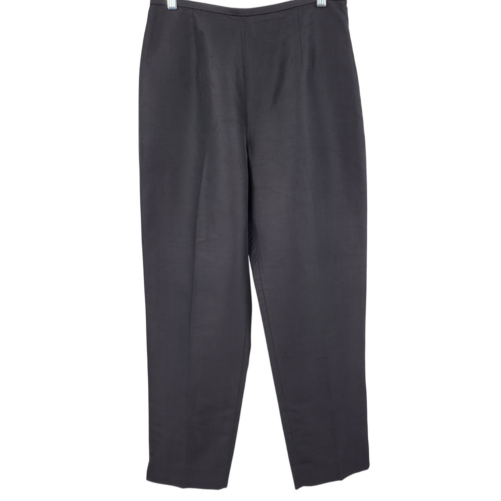 Ann Taylor Loft Silk Trouser Women 10 Black Straight Leg Capsule Office Workwear
